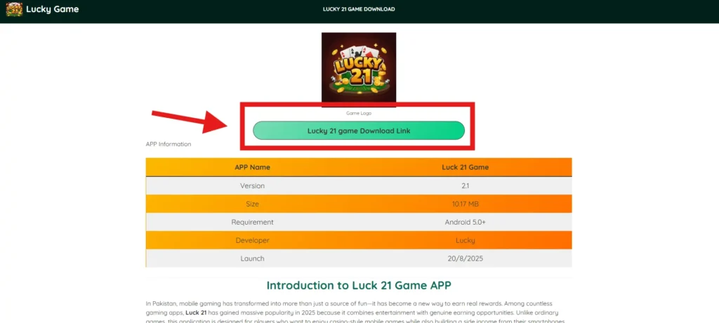 Lucky21 game Download